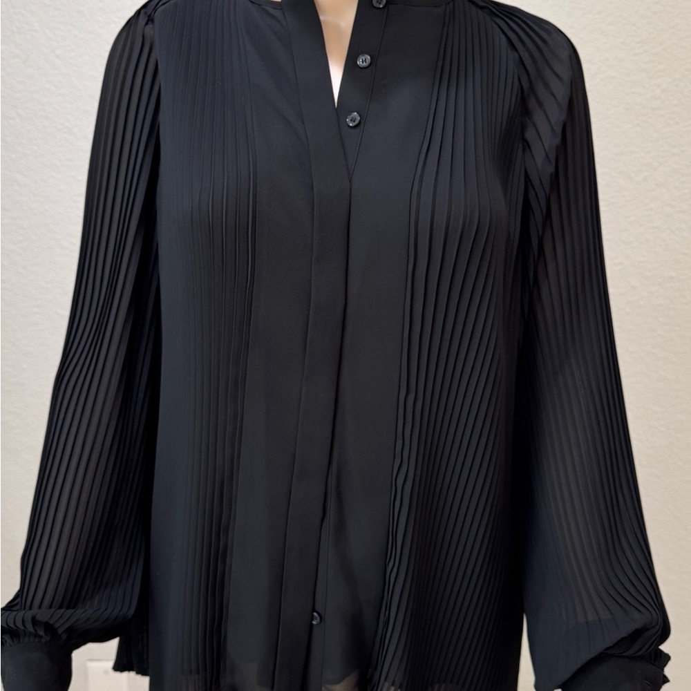 Reiss Black Pleated Blouse